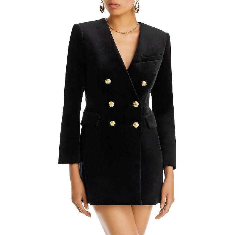 Crazy Deals A.L.C. Womens Chelsea Velvet Long Sleeves Mini Dress