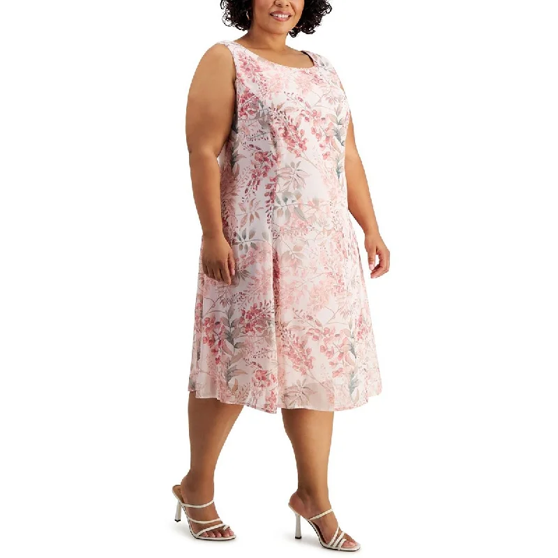Best Bargains Connected Apparel Womens Plus Chiffon Floral Sheath Dress