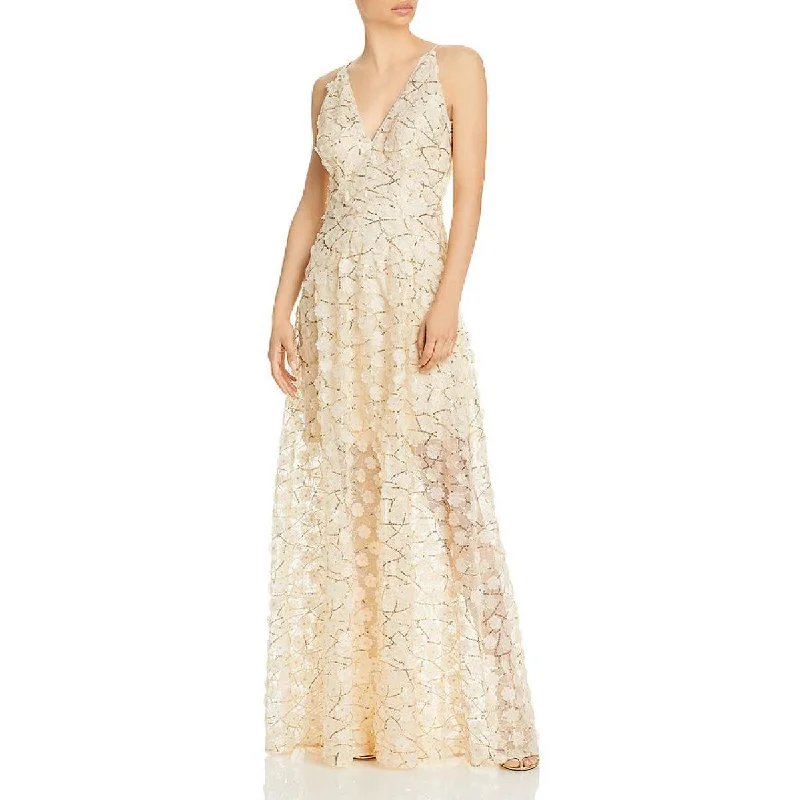 Low Prices Aqua Womens Mesh Embellished Evening Dress