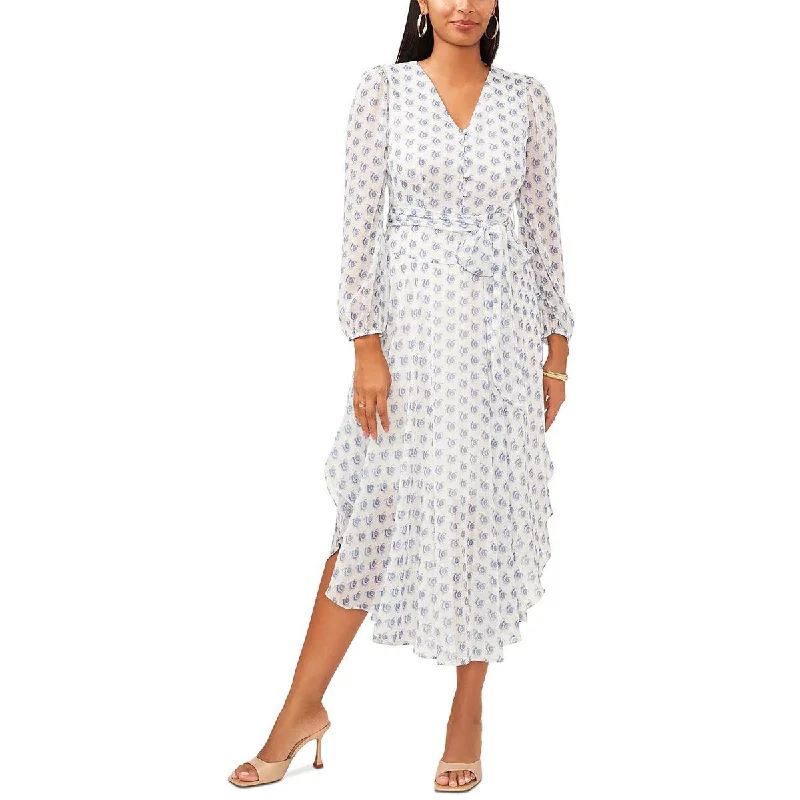 Instant Discount Vince Camuto Womens Chiffon Printed Midi Dress