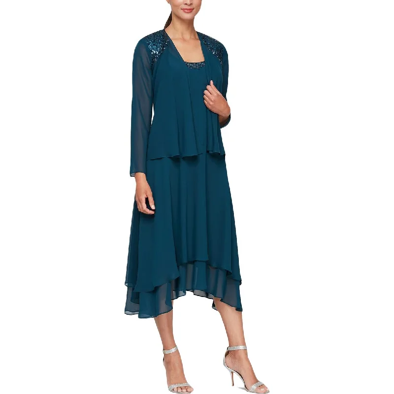 YEAR-End Sale SLNY Womens Petites 2PC Chiffion Evening Dress