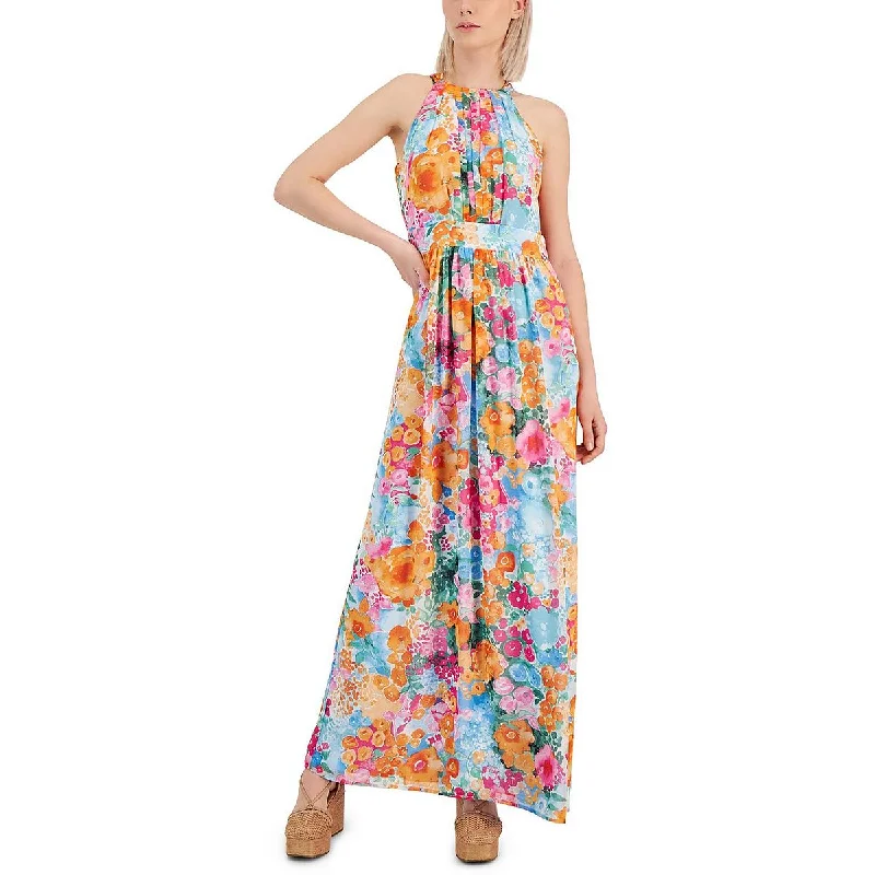 Deal Dash INC Womens Pleated Floral Print Maxi Dress