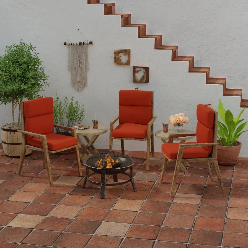Best Bargains Sunbrella 22" x 44" Red Solid Outdoor Chair Cushion with Ties and Loop - 44'' L x 22'' W x 4'' H
