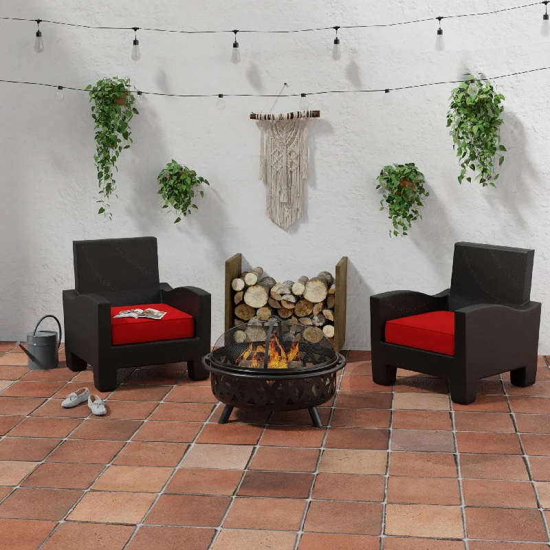 Buy Now Sunbrella 23" x 22" Red Solid Outdoor Deep Seat Cushion with Ties and Welt - 21.5'' L x 22.5'' W x 4'' H