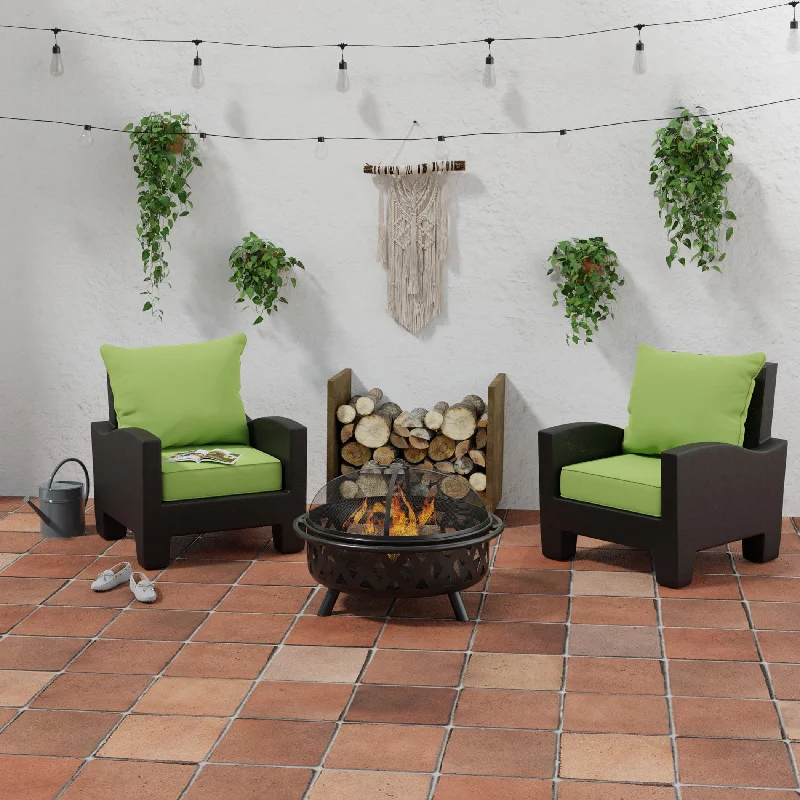 Value Deals Sunbrella 24" x 47" Green Solid Outdoor Deep Seat Cushion Set with Welt - 46.5'' L x 24'' W x 6'' H