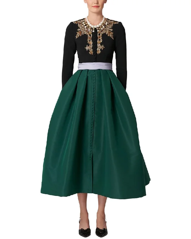 Price Blitz Carolina Herrera Embroidered Cinched Waist Silk Top