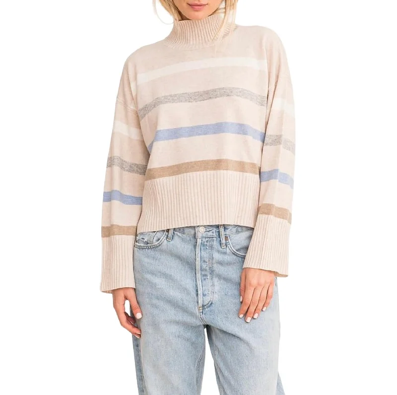 Savings Alert New Marlow Mock Neck Striped Top In Pluto
