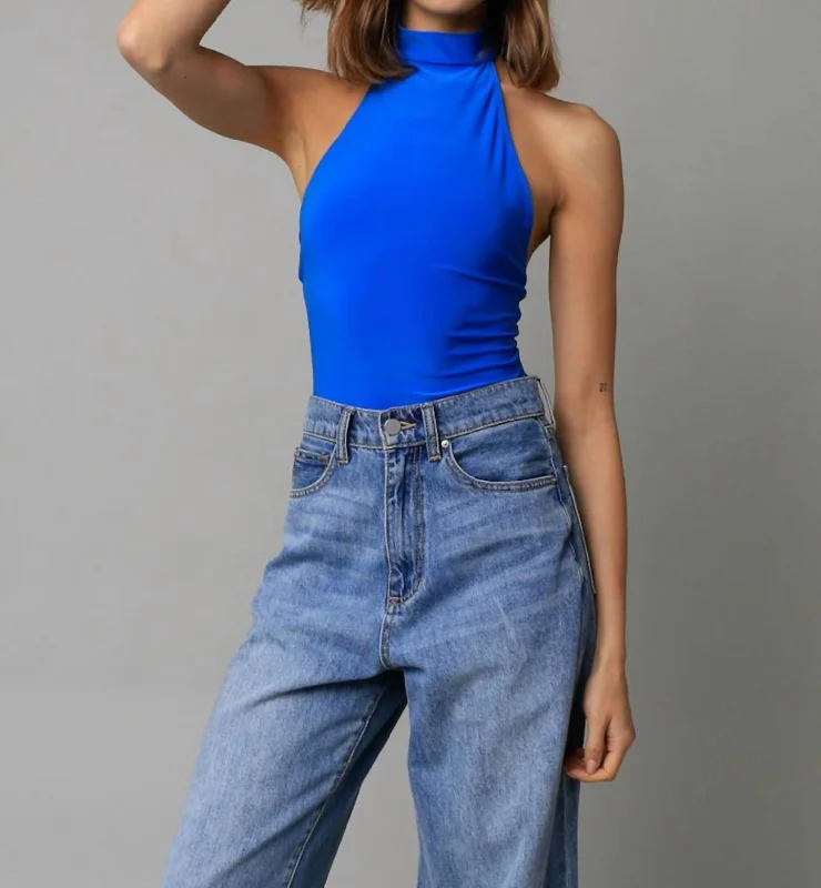 Final Sale Open Back Bodysuit In Royal Blue