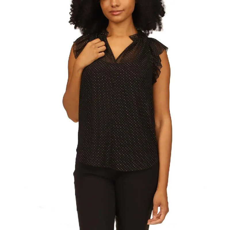 Early Access Petites Womens Chiffon Ruffled Blouse