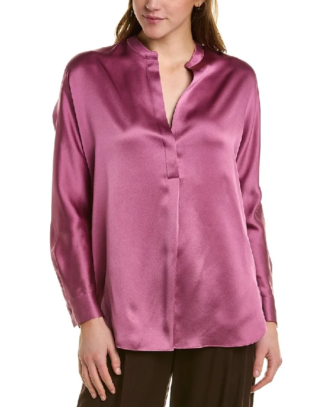 New Markdowns Vince Band Collar Silk Blouse